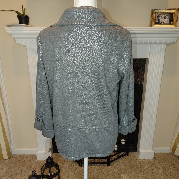 RUBY RD METALLIC FOIL LEOPARD PRINT JACKET S - Picture 4 of 6